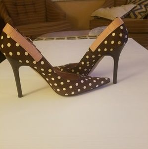 Casadei Pink/ brown polka dot heels